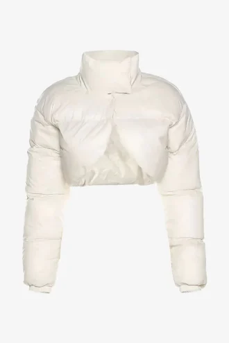 Women's Cream Cropped Bolero Puffer Jacket