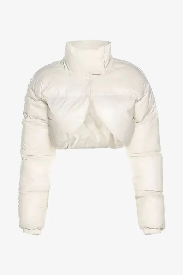 Women's Cream Cropped Bolero Puffer Jacket