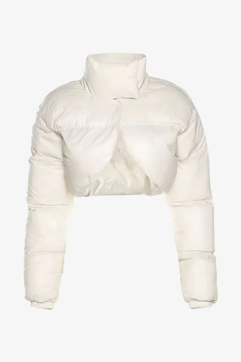 Women's Cream Cropped Bolero Puffer Jacket