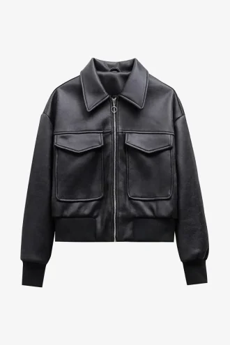 Gray Faux Leather Jacket