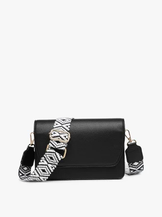Crossbody Bag with Guitar Strap: Black