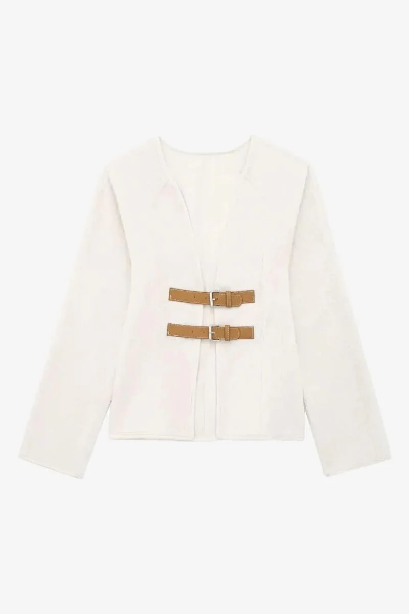Women's White Wool Cardigan