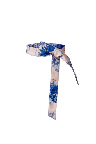 Beige Belt with Blue Flowers