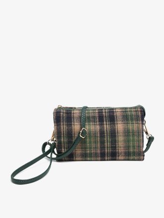Riley Plaid Monogrammable 3 Compartment Crossbody Bag