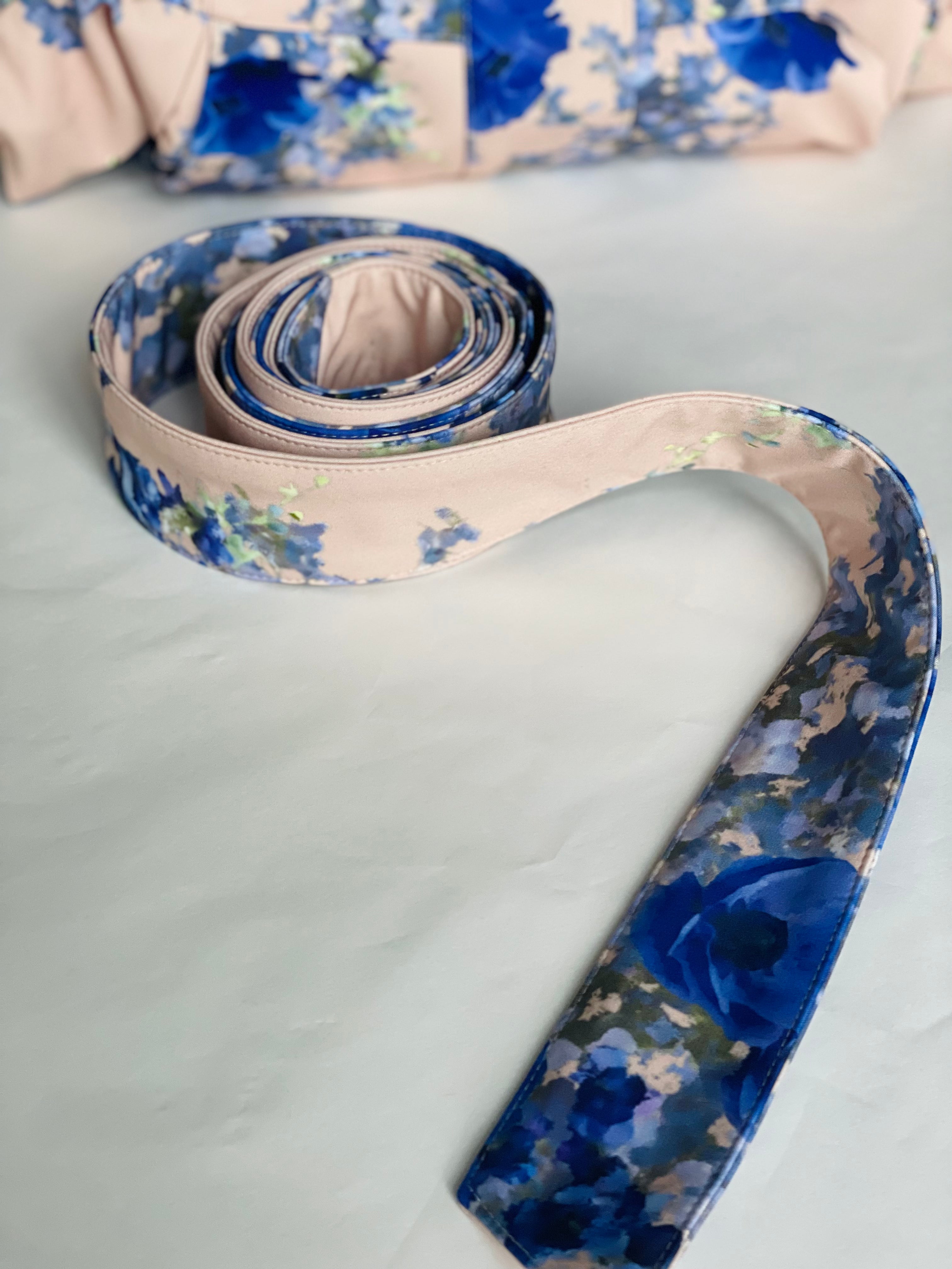 Beige Belt with Blue Flowers - Image 2
