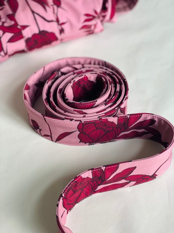 Pink Belt with Burgundy Peonies